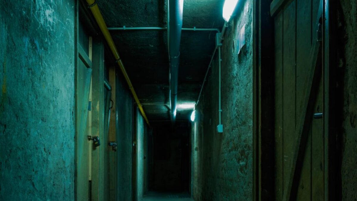 grey painted hallway
