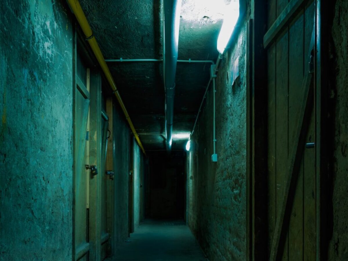 grey painted hallway