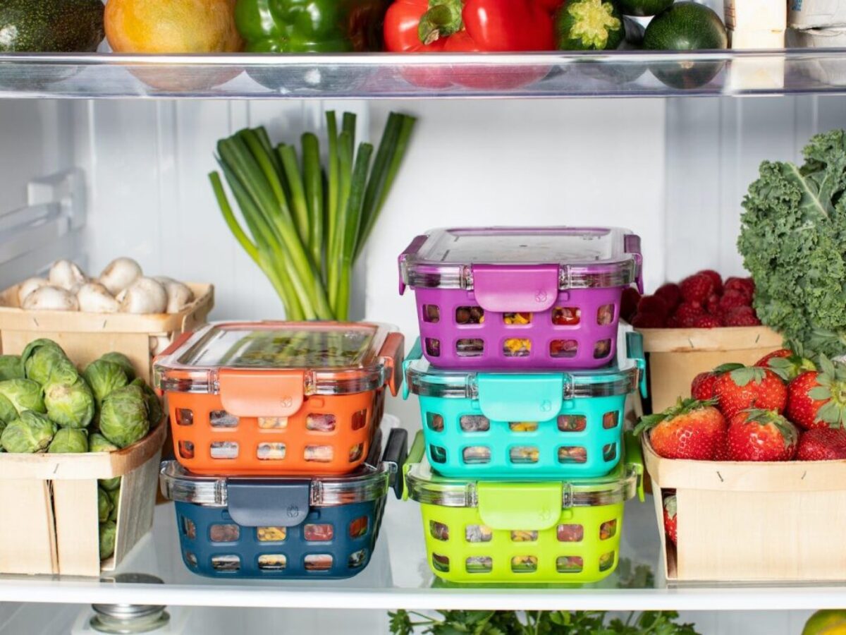 green and pink plastic container