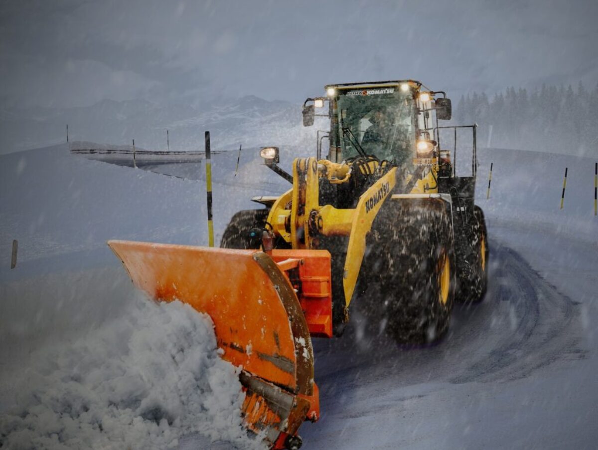 yellow and orange snow plouh