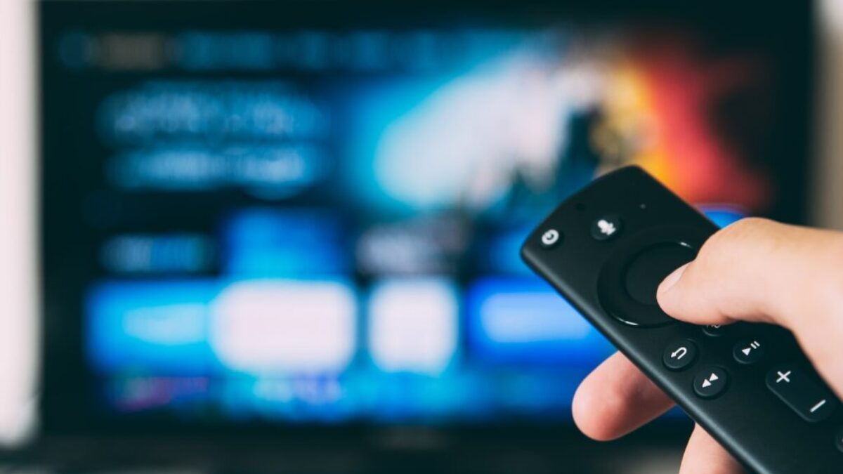 turned-on flat screen television