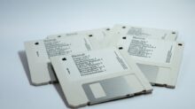 four MacBook diskettes