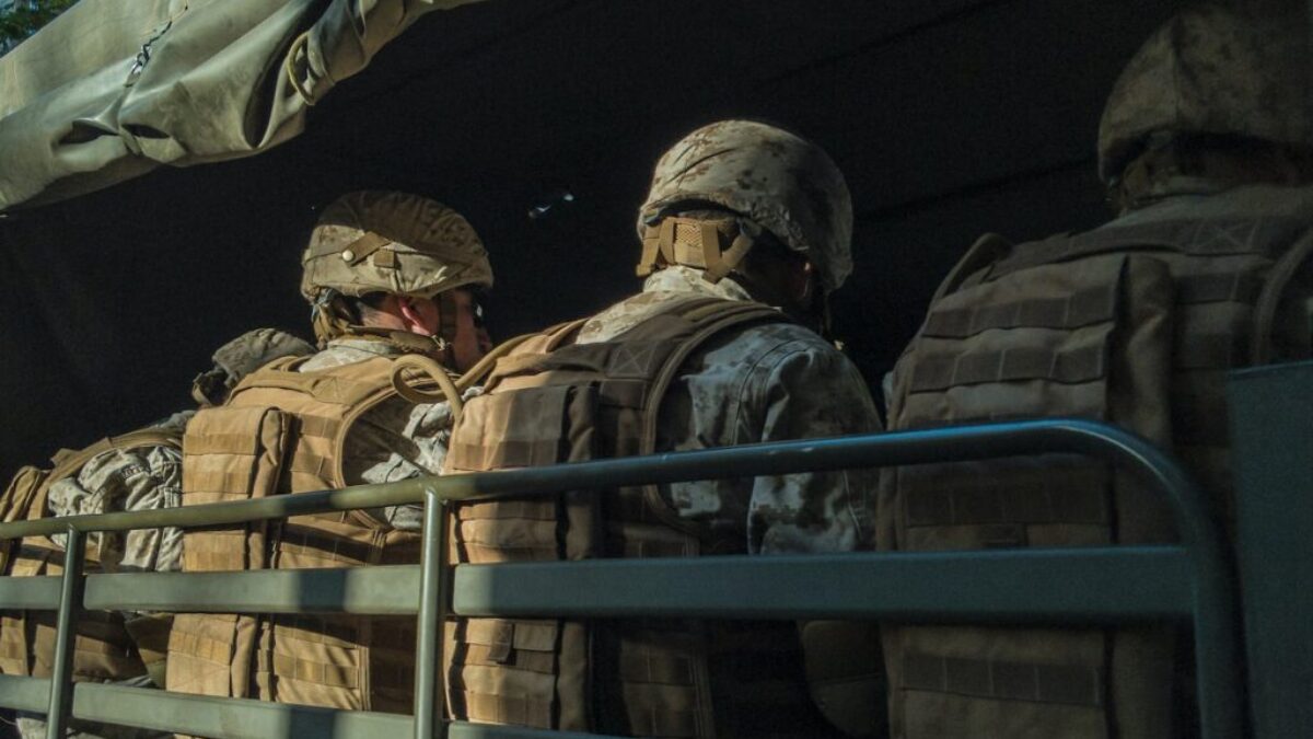 soldiers in truck