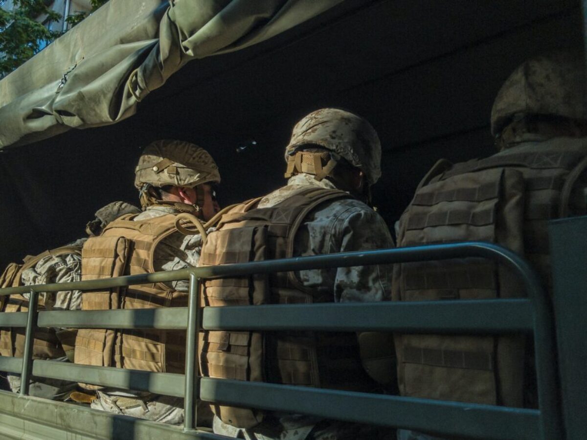 soldiers in truck