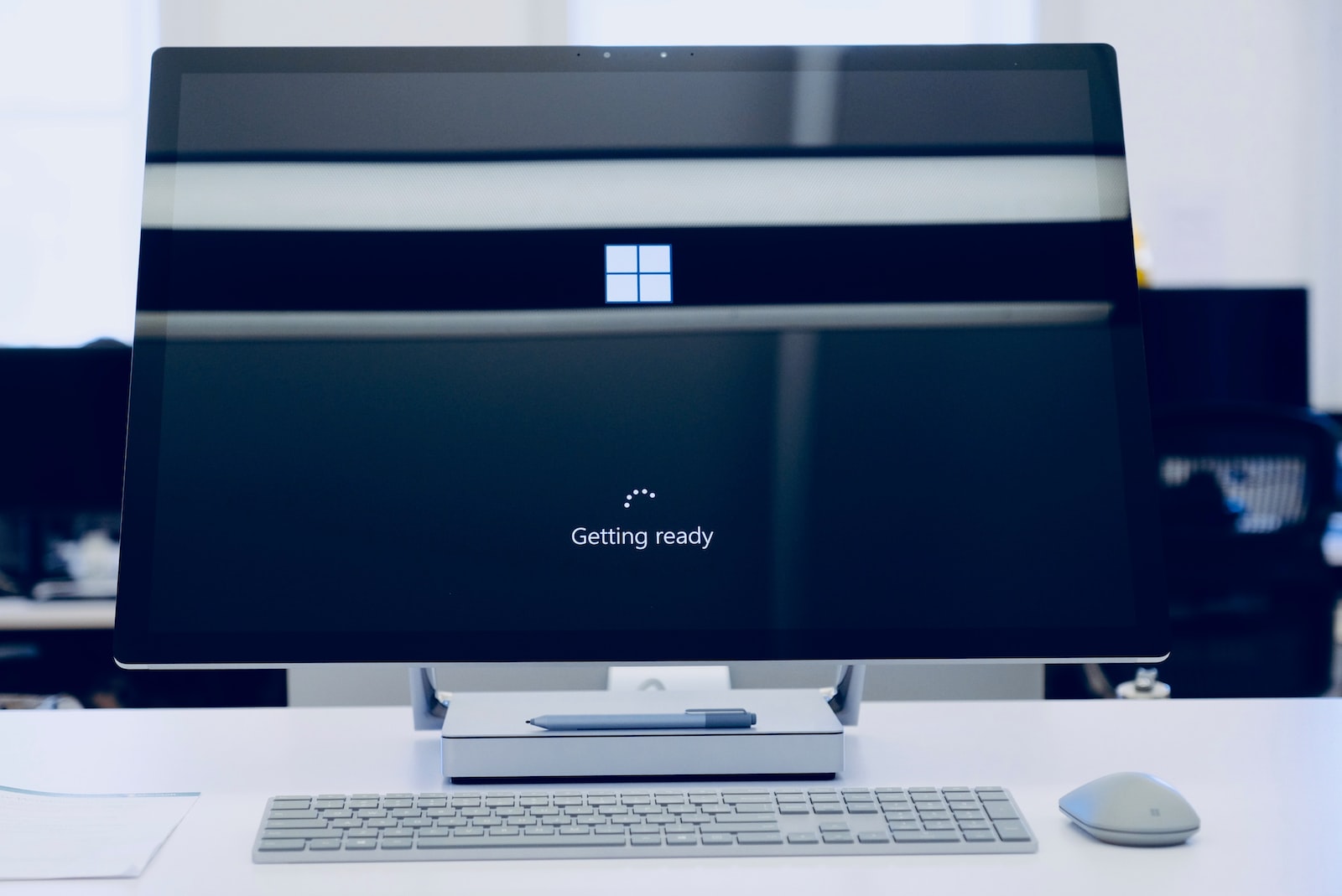 - Techsvět flat screen computer monitor turned on