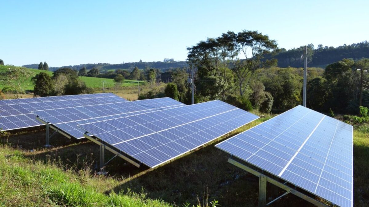solar panels on green grass field under blue sky during daytime