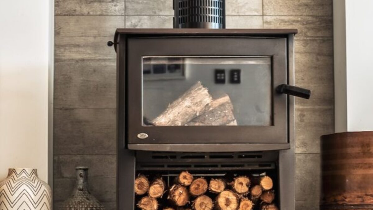 black wood burner near brown wooden pot