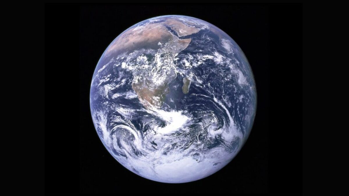 Earth with clouds above the African continent