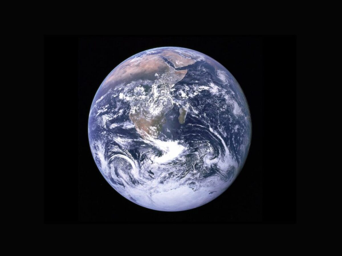 Earth with clouds above the African continent