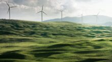 wind turbine surrounded by grass