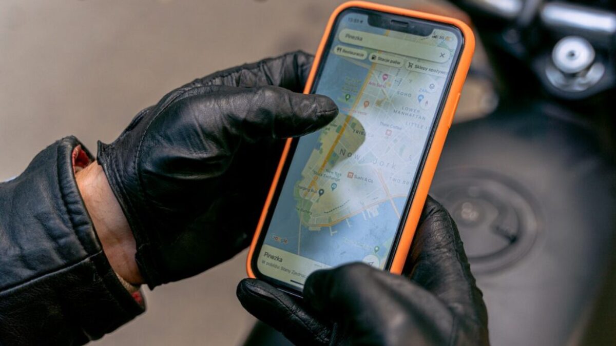 A Biker Using a Cellphone for Navigation