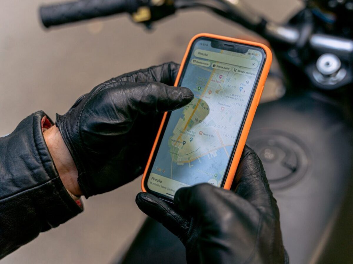 A Biker Using a Cellphone for Navigation