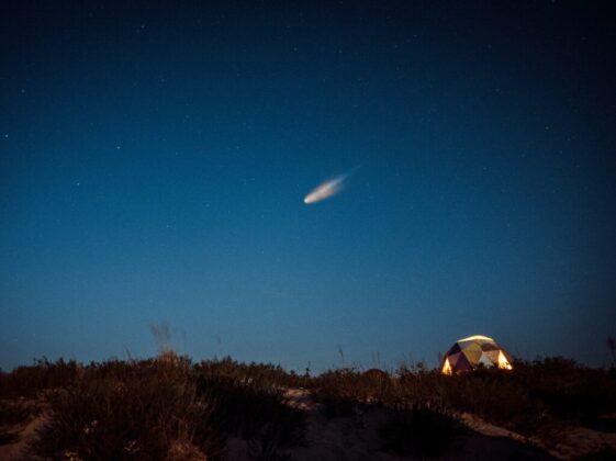 Meteorite Falling from Night Sky