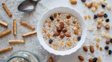 nuts and bowl of cereals