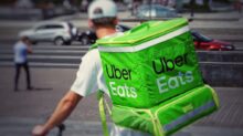 man with Uber eats backpack