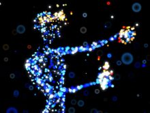 a blurry image of a baseball player swinging a bat