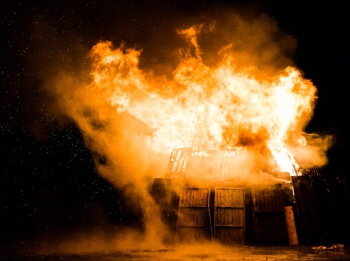 photo of burning house