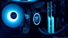 black and blue audio mixer