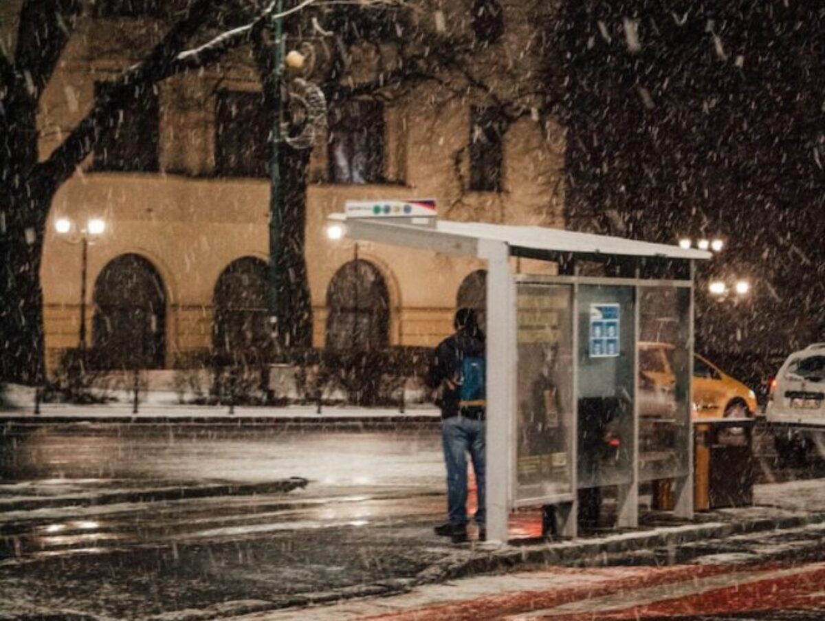 A Person Standing at the Bus Stop