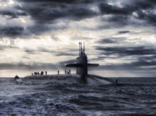 submarine, sea, silhouette
