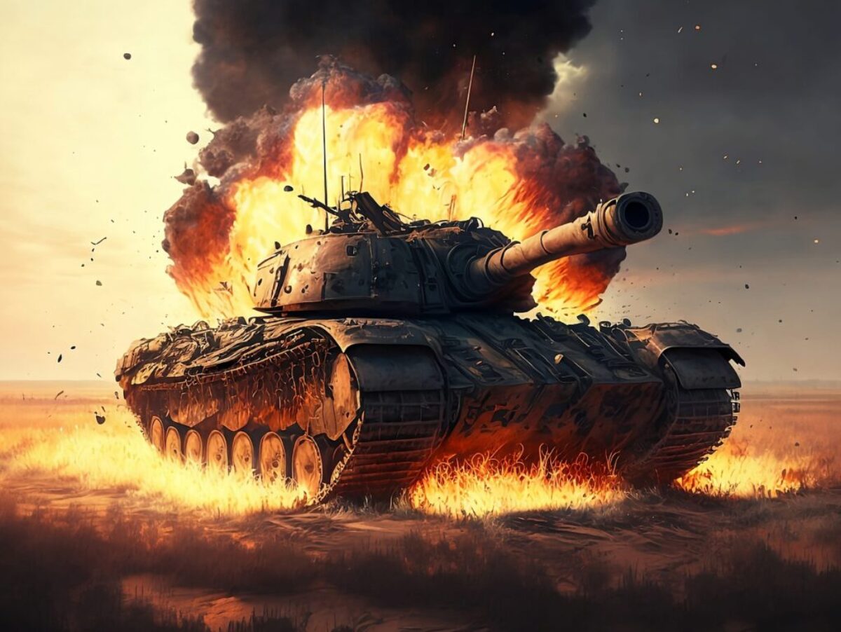tank, explosion, fire