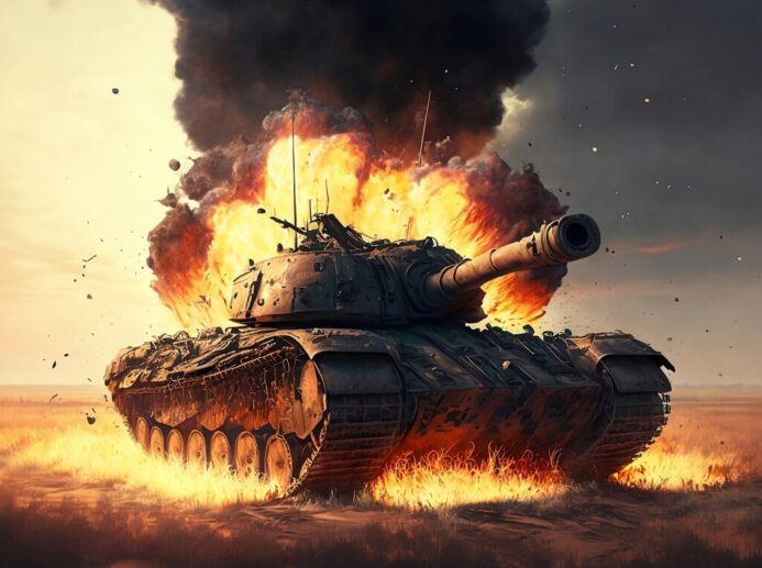 tank, explosion, fire