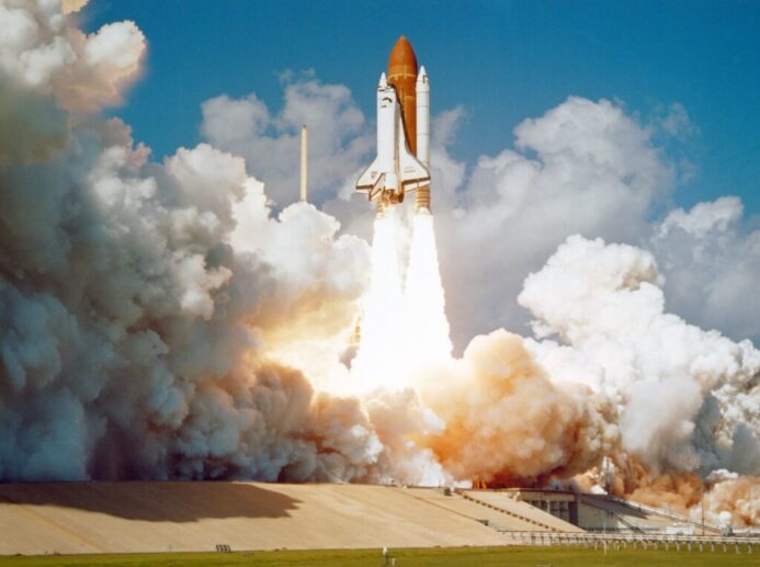 Space Shuttle Challenger launches from Kennedy Space Center