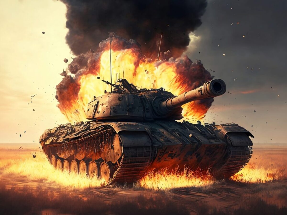 tank, explosion, fire