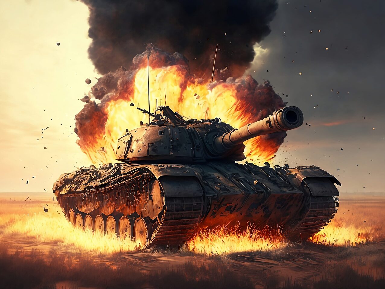 tank, explosion, fire