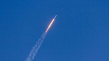 flying rocket during daytime