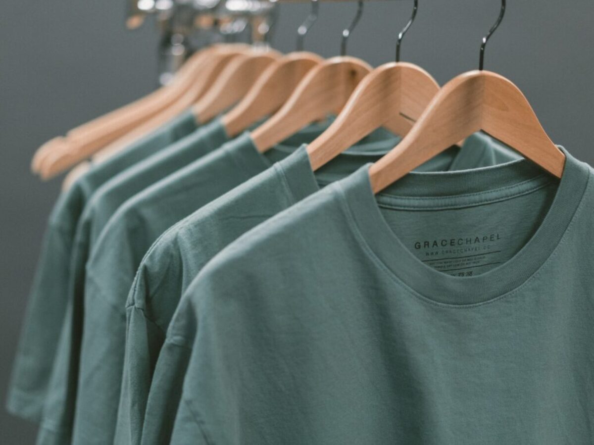 photo of blue crew-neck tops