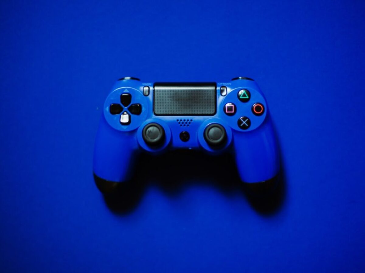 blue sony ps 4 game controller