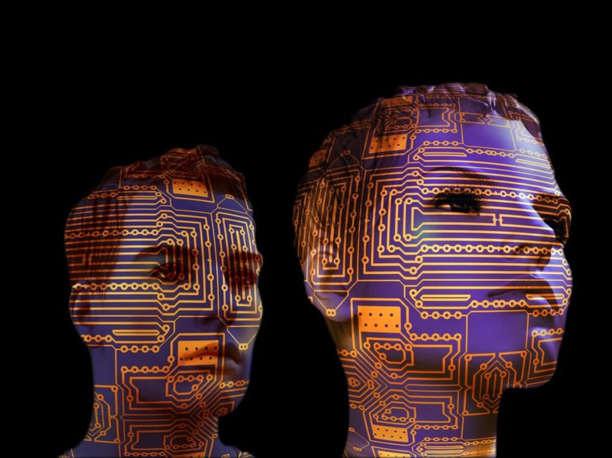 mannequin, circuit board, face