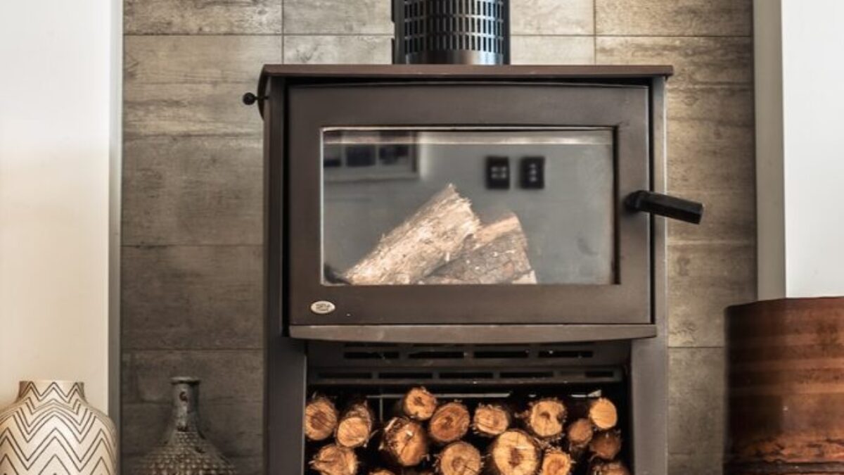 black wood burner near brown wooden pot