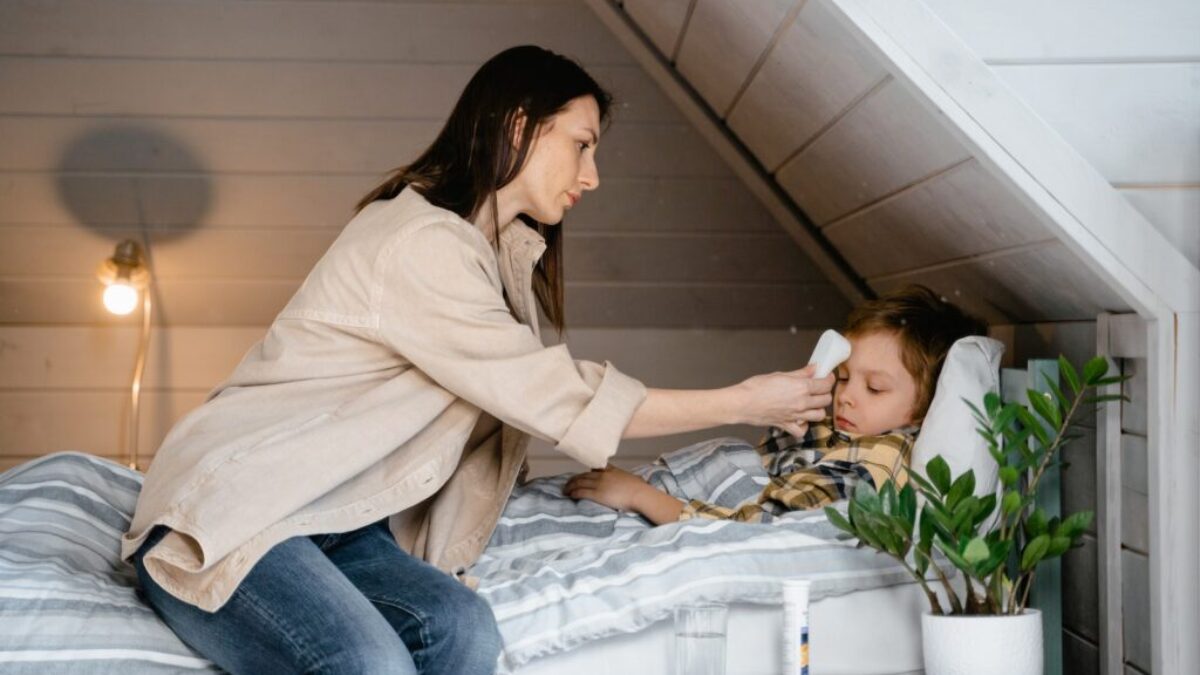 A Mother Caring for Her Sick Child