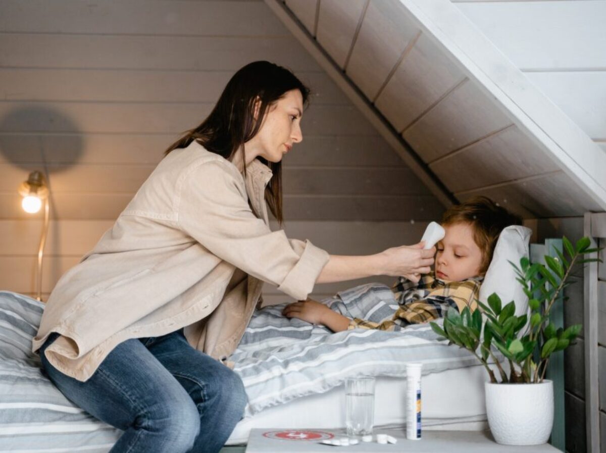 A Mother Caring for Her Sick Child