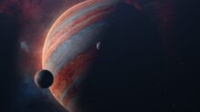 an artist's rendering of a planet with two planets in the background