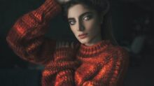 Beautiful woman in a red sweater