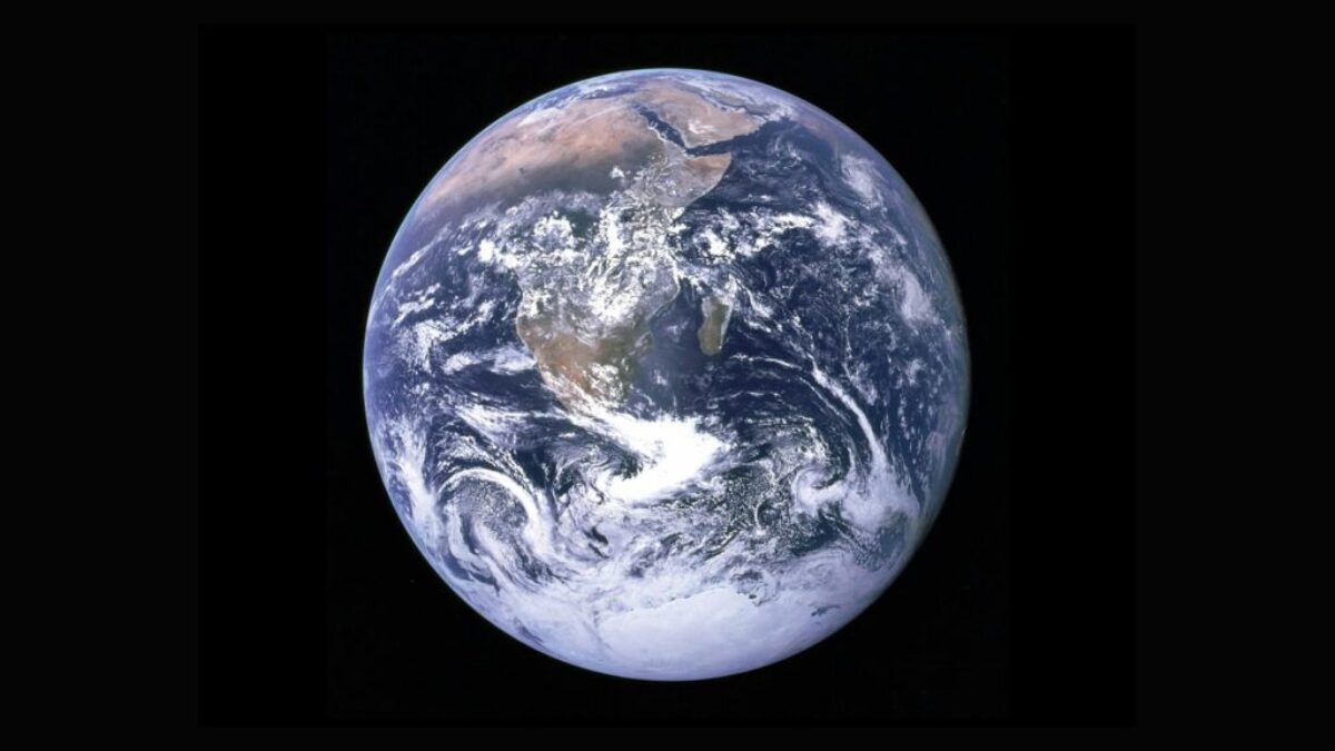 Earth with clouds above the African continent