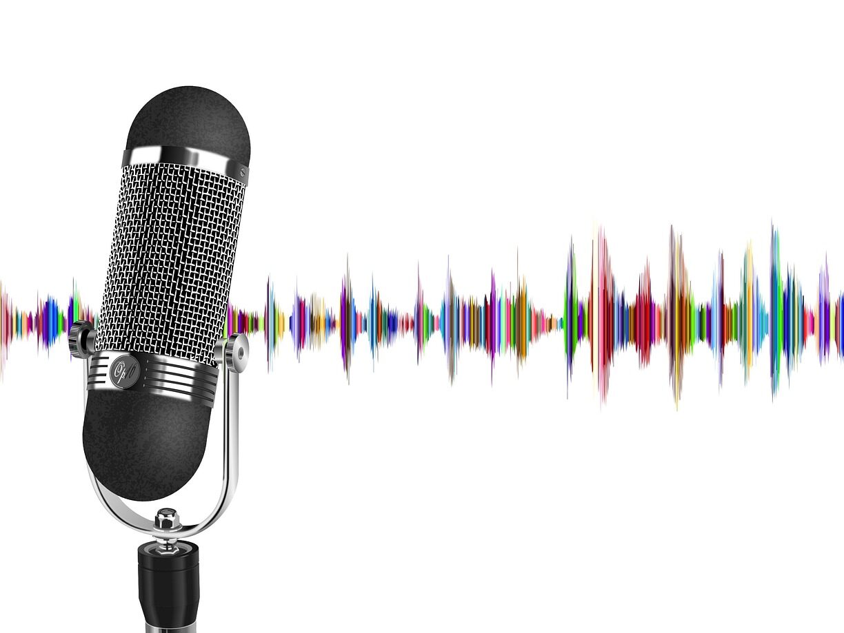 podcast, microphone, wave