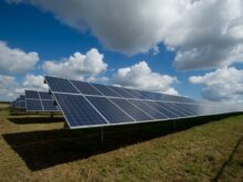 solar panels on green field