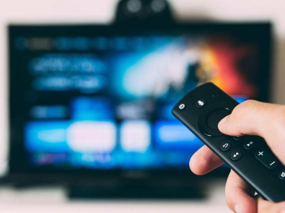 turned-on flat screen television