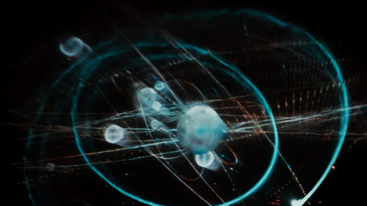 an abstract photo of a circular object in the dark
