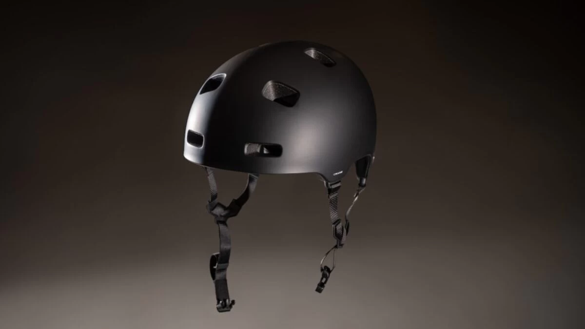 a black helmet with holes on the side of it
