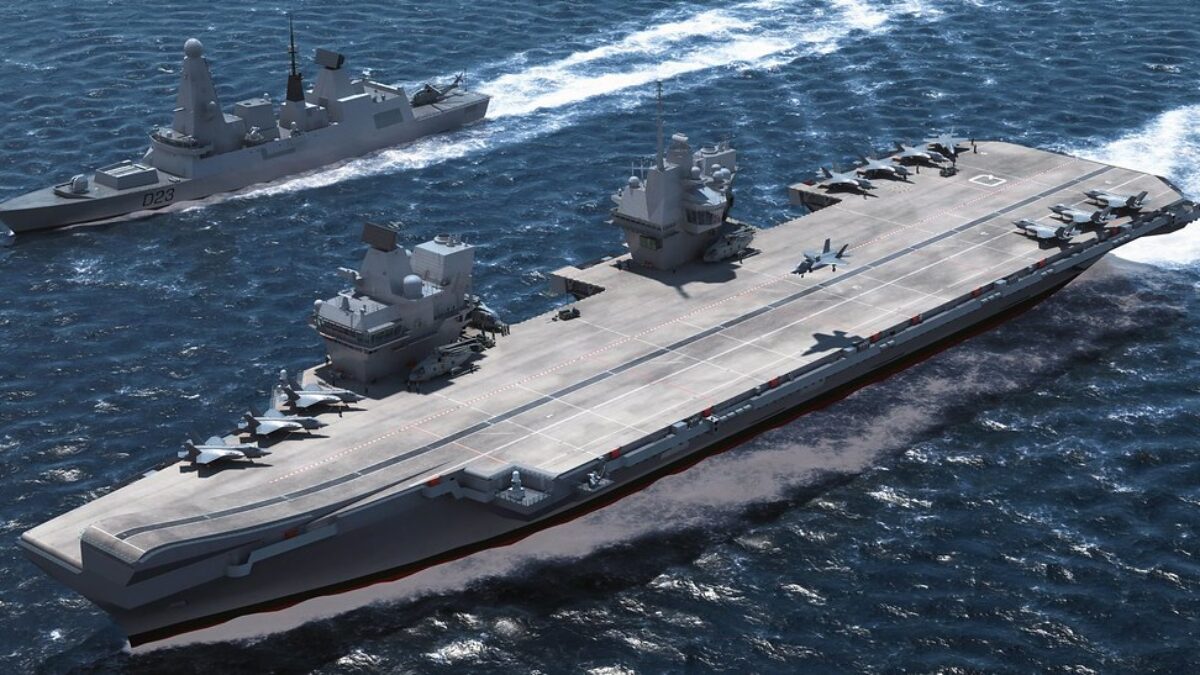CGI: HMS Queen Elizabeth with Type 45 Destroyer