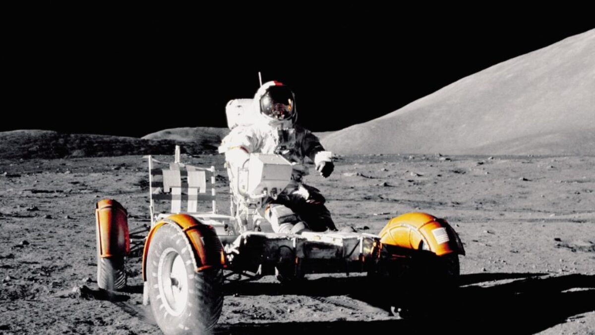 Astronaut on lunar rover