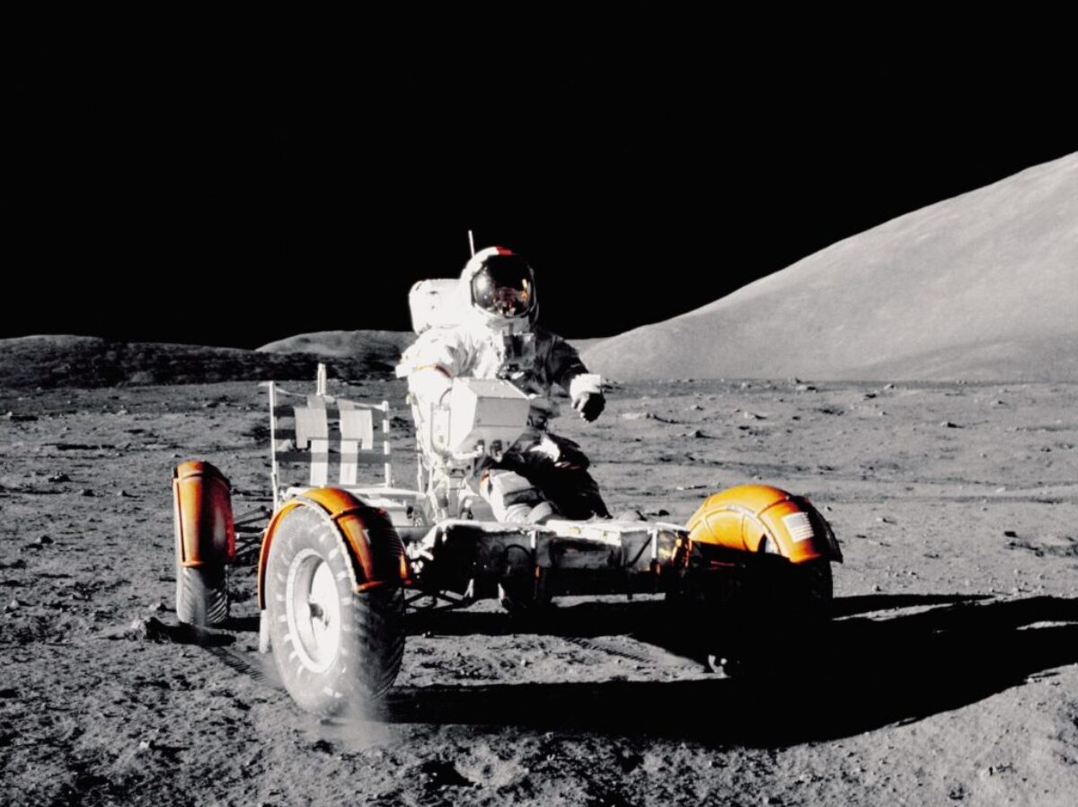 Astronaut on lunar rover