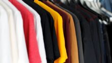 closeup of hanged shirts on rack