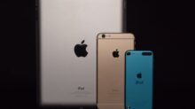 Space Gray Ipad, Gold Iphone 6, and Blue Ipod Touch