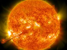 The sun with a corona mass ejection